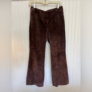 Brown Suede Wide Leg Pants